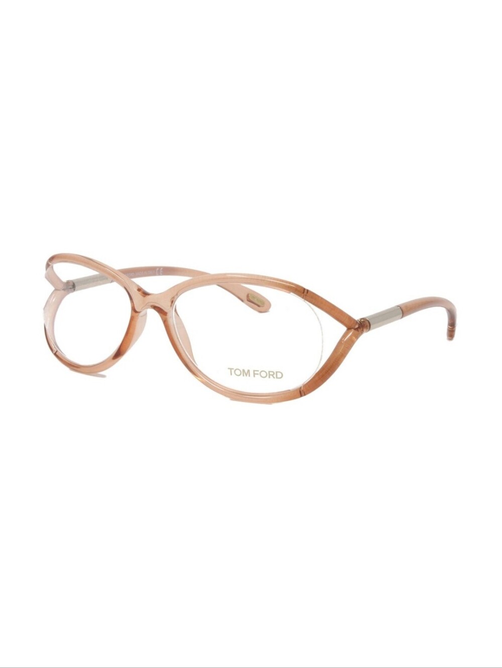 Tom Ford Peach-Tone Acetate Round Women's Optical Glasses Eyewear